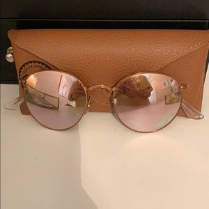 Pink with gold trim retractable frame RAY-bans